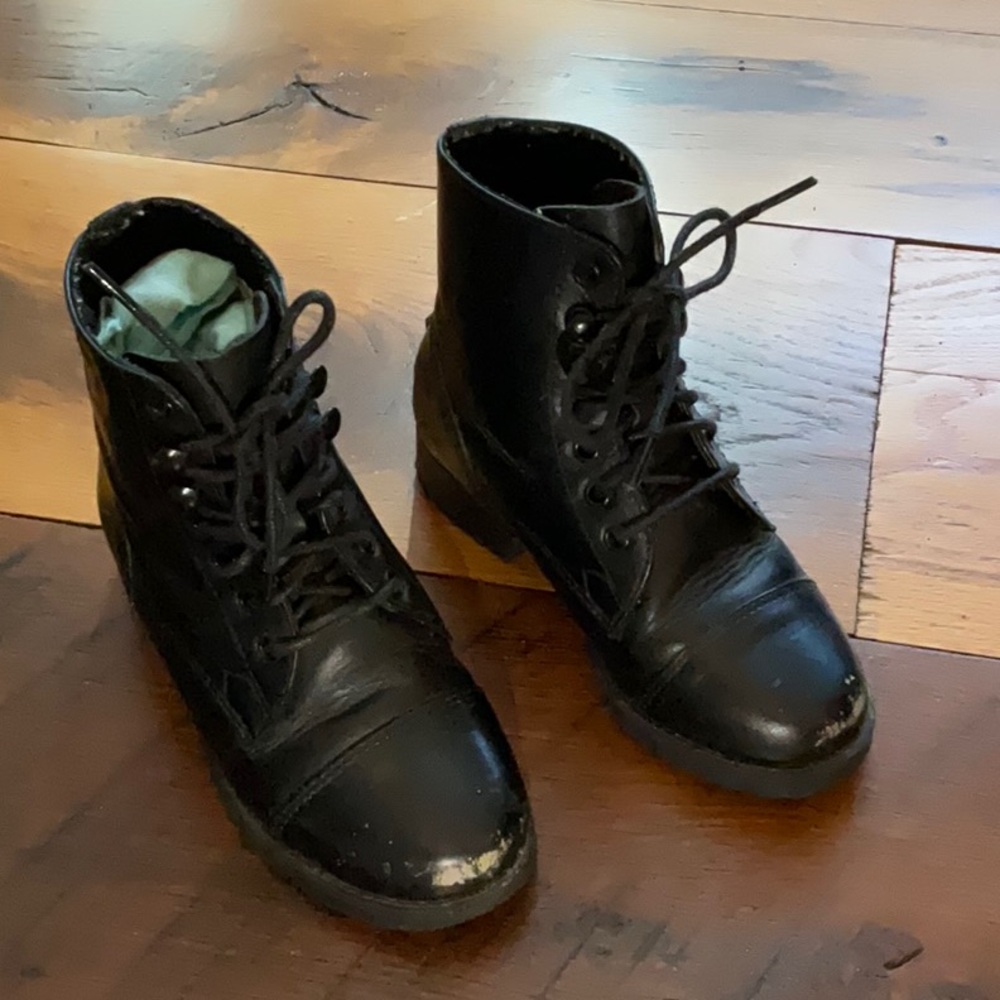 Ovation Black Lace-Up kids equestrian combat Boots